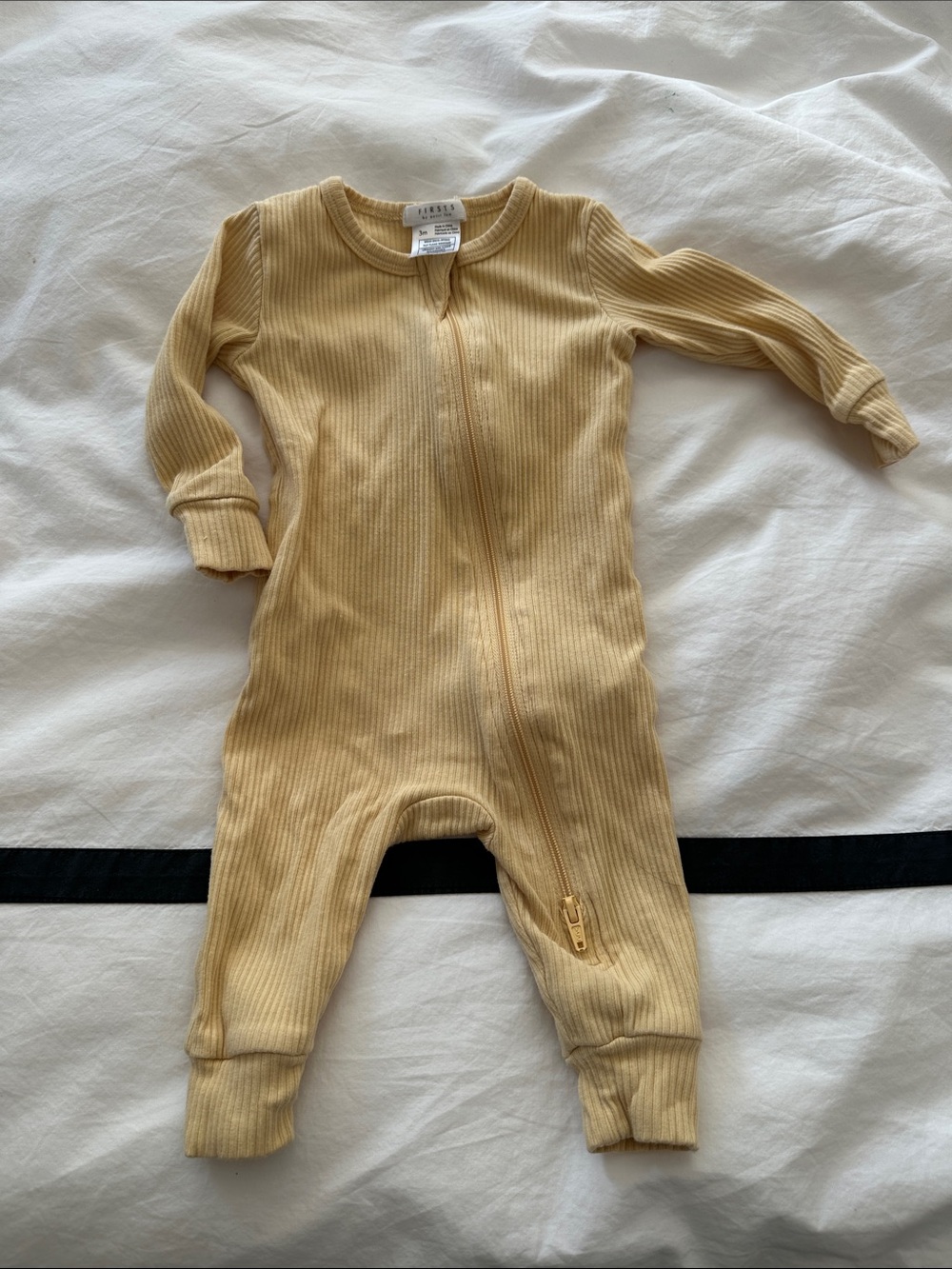 Petit Lem Ribbed Butter Zip-Front Jammie, 3 mo